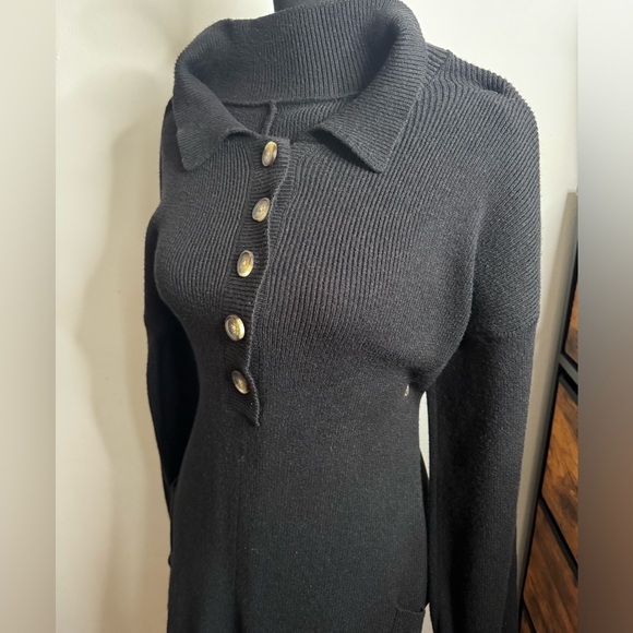 NWOT Black Sweater romper with buttons - Picture 2 of 6